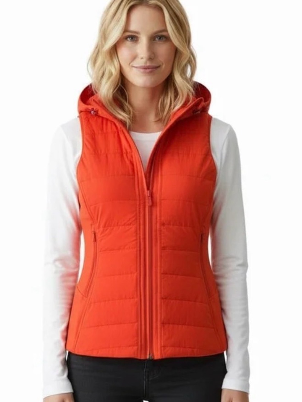 Lululemon Another Mile hooded vest, size 8 autumn red orange
